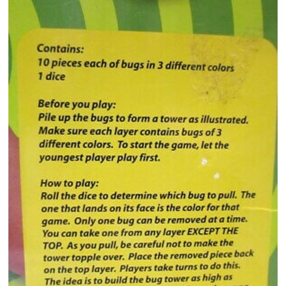 Bugs Building Family Kids Game “Don’t Let The Bugs Fall” Stacking - Picture 2 of 3